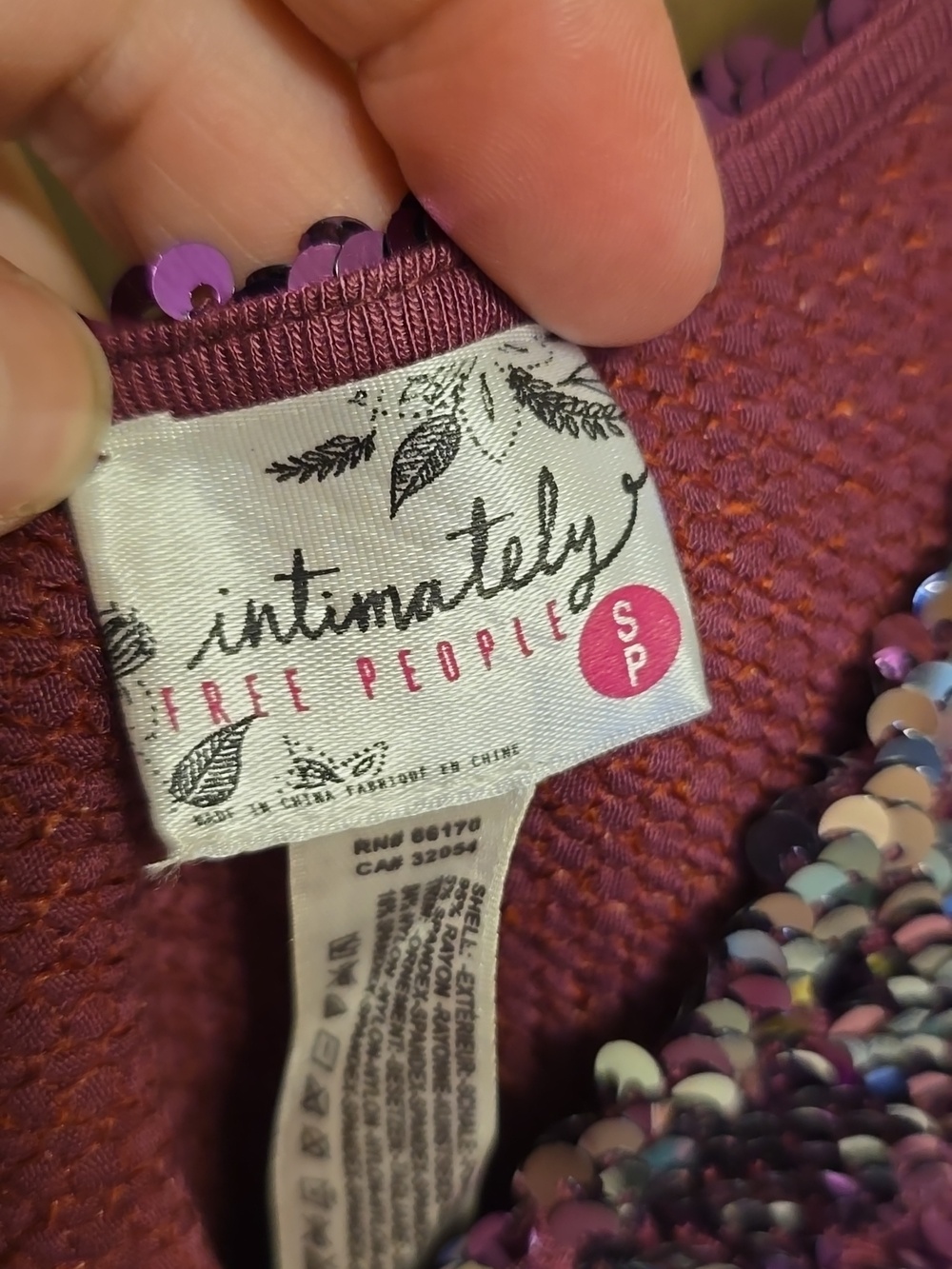 Free People Purple Iridescent Sequin Lace-Trim Camisole - Picture 2 of 6
